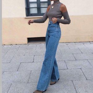 wide leg high rise jeans zara
